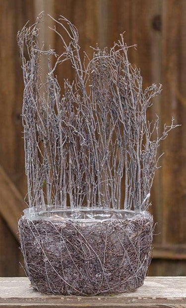 Grey Twig Oval Basket - The Fox Decor